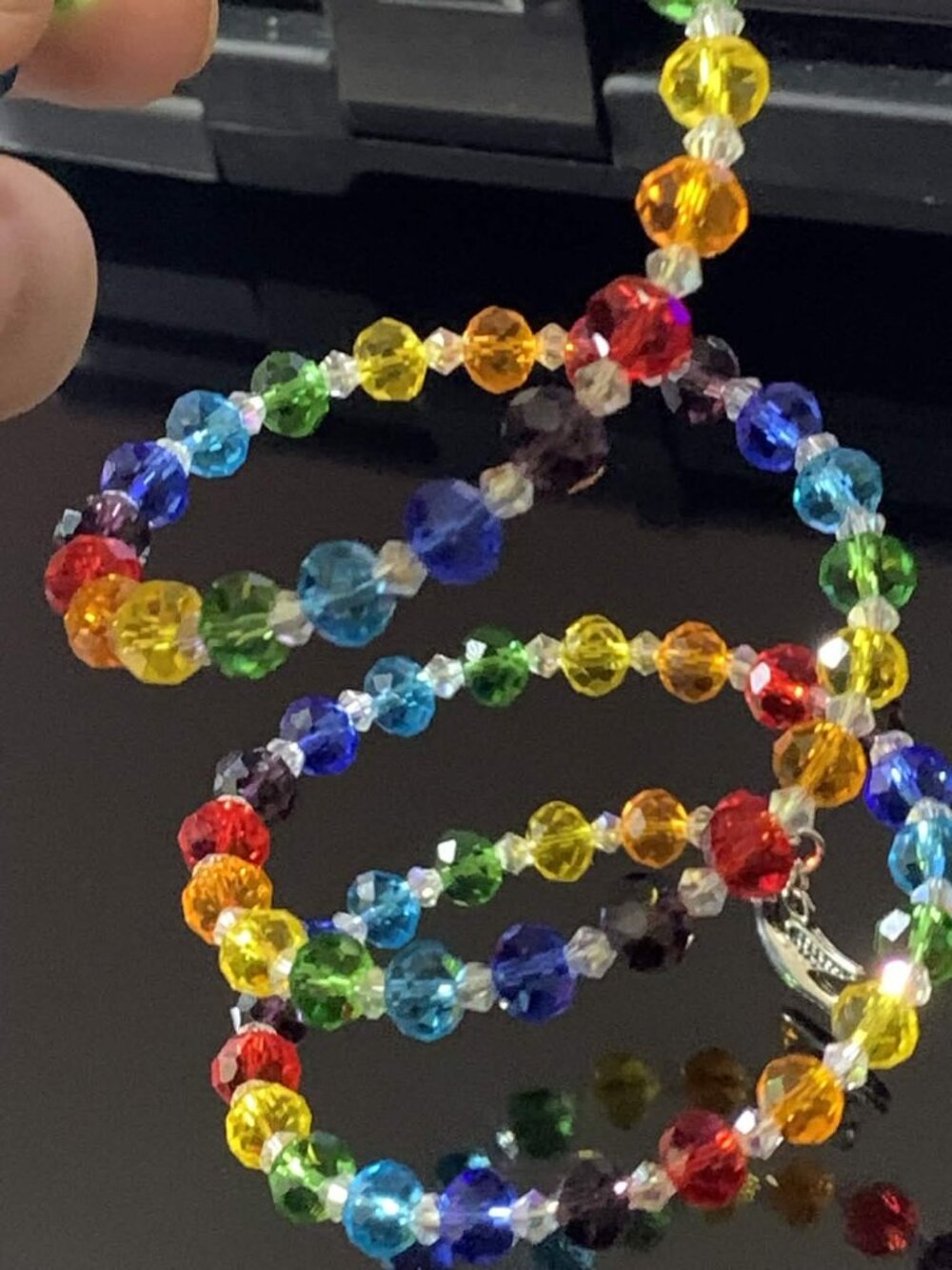 Handcrafted 'Noah's Ark' glass beaded coil bracelet and earrings. - Picture 4 of 4